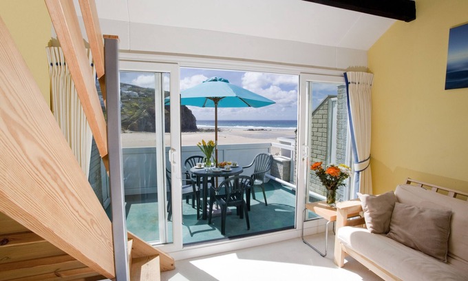 Porthtowan Condo | Beautiful beach view apartment in Porthtowan, lovely sandy beach, sleeps 4