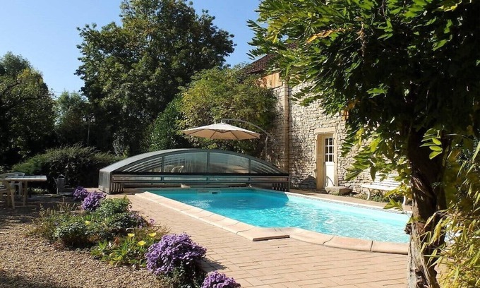 Membrey House | Beautiful stone house "country chic", private heated pool, play area