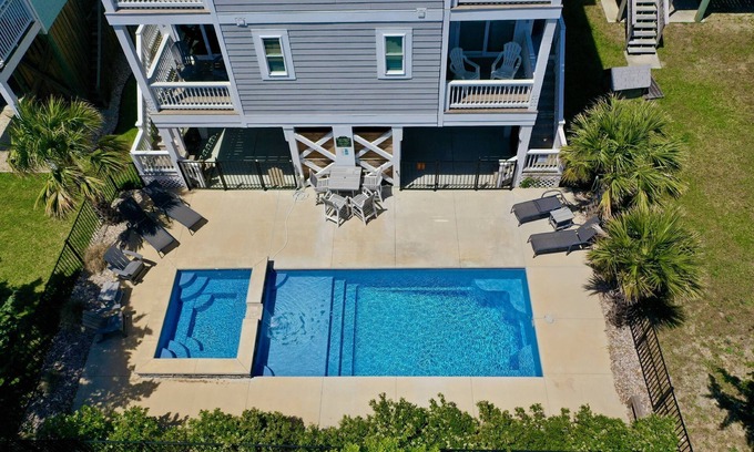 North Carolina Coast House | Blue Oasis - New + Modern w/Ocean Views, Private Pool+Hot Tub, 2 Min Walk to Beach, Elevator, DogsOK