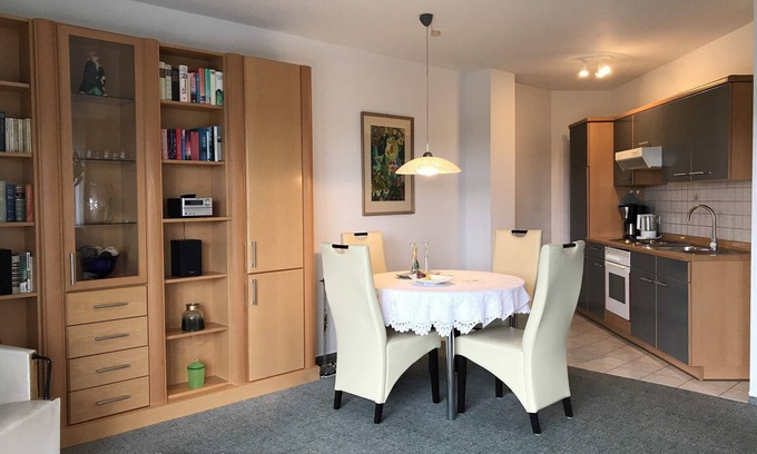 Bad Bocklet Apartment | Bright apartment (68 sqm) for up to 4 people with terrace and view over the Saale valley