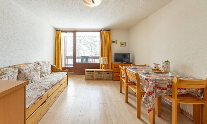 Montgellafrey Apartment | Bright studio near slopes, south balcony, 4 pers