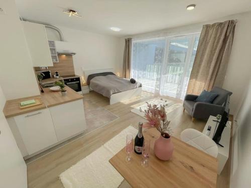 Vizafogo Apartment | Bright Riverside Studio, Balcony, Free Parking, Air Conditioning