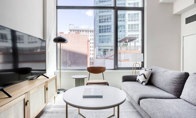 Theatre District Apartment | Bright Theatre District 1BR w/Gym & W/D, near Boylston T, by Blueground