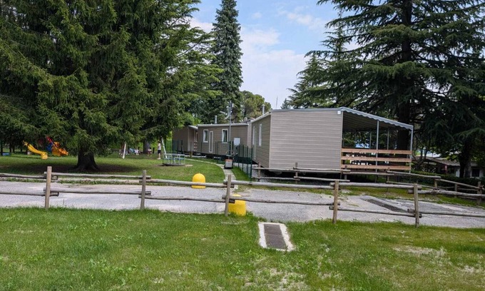 Oliveto Lario House | Bungalow 'Casa Mobile 8' with Private Terrace, Shared Garden and Air Conditioning