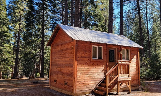 Shingletown RV Rental | Camping Cabin C at Bigfoot Lodging Mt. Lassen