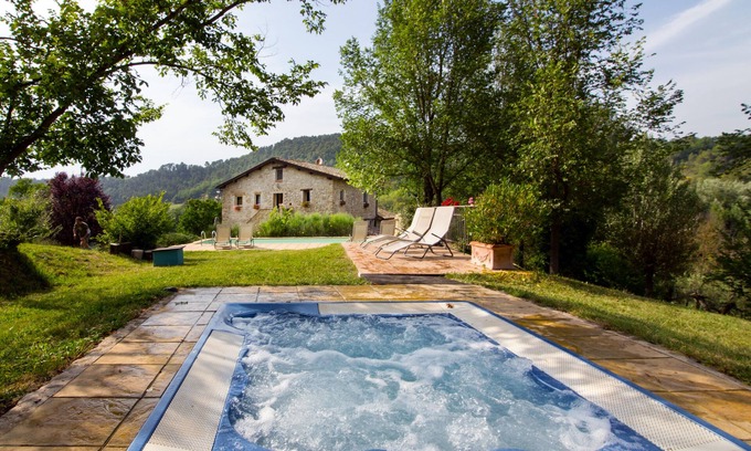 Gaglietole Villa | CASALE SANTA CATERINA Hot Jacuzzi and Pool - Entire Umbrian Stone Villa