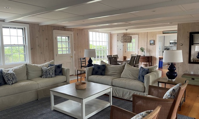 Shawkemo Cottage | Charming 2 bedroom, 2 bath home with water views and steps to private beach