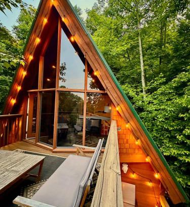Chalet Village House | Charming A-Frame Cabin w Hot Tub & Mountain Views