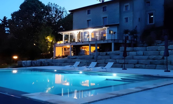 Parmilieu Cottage | Cottage 'Le Rocher De La Baronne' with Mountain View, Private Pool and Wi-Fi