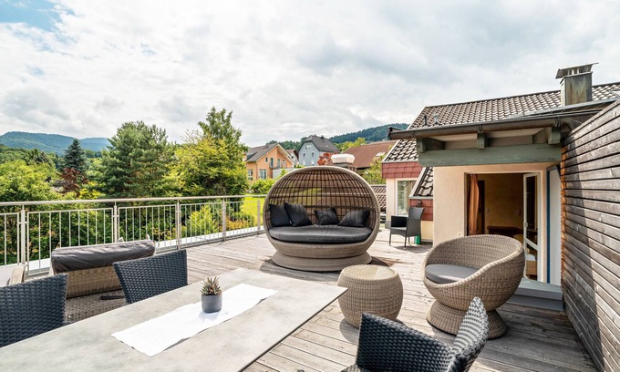 Buehlertal Apartment | Country House Room 'Himmelsglück' with Large Outdoor Terrace, Wi-Fi and Air Conditioning