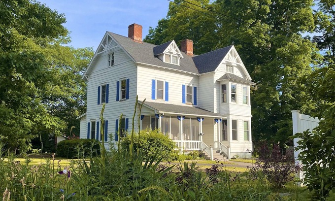 Saugerties South House | Cozy Bedroom With Fireplace