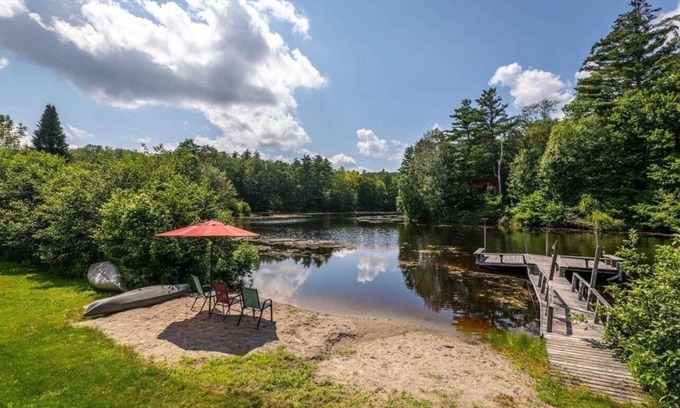 Middletown Springs Cabin | Cozy cabin with private pond near hiking, skiing, biking, fishing. Dog friendly!