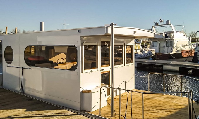 Ophoven Boat Rental | Cozy ship in Ophoven with harbor view
