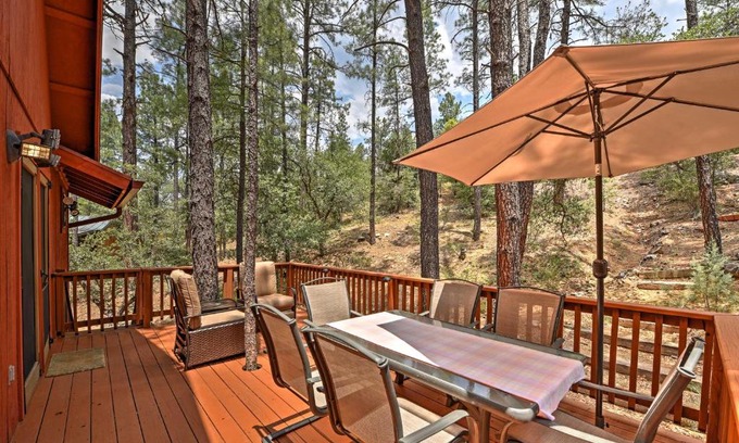 Ponderosa Park House | Deck and Forest Views Peaceful Prescott Cabin