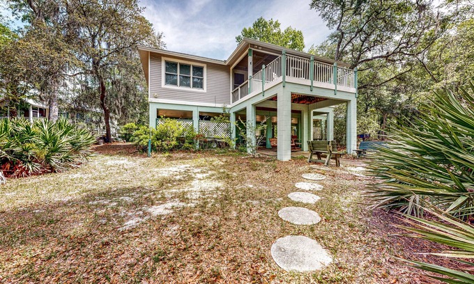 Bell House | Dog-friendly, riverfront home with screened porch, firepit, & private dock