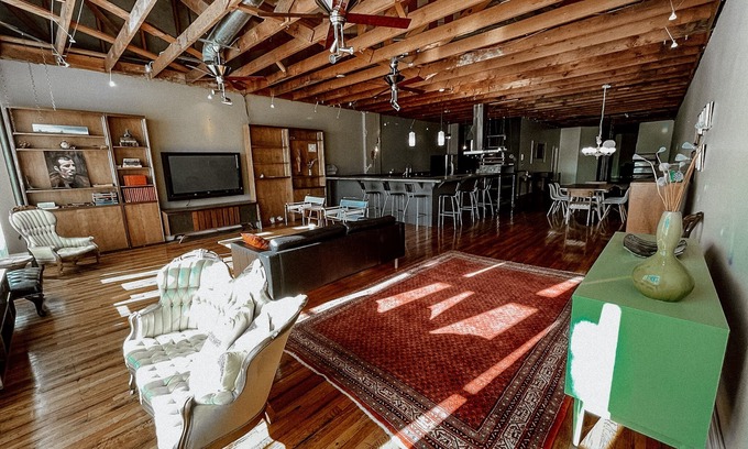 Enid House | Downtown loft apartment with excellent views, furnishings and location on square
