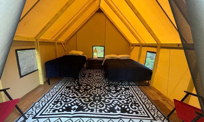St. Johnsbury RV Rental | Enchanting Off=Grid Glamping Tent @ Dagger's Ravine