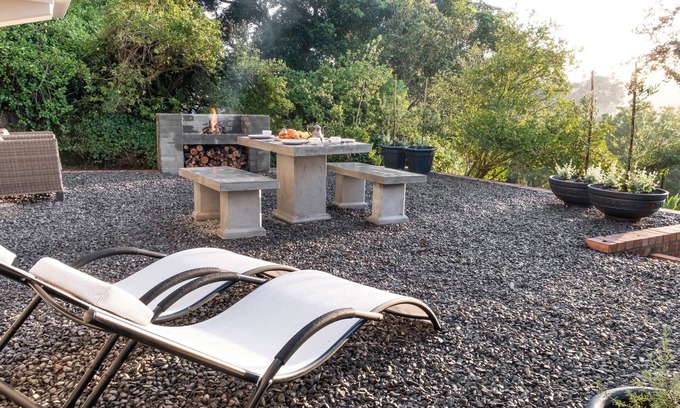 Stellenbosch Apartment | Enjoy the privacy of your own wood fired hot tub, braai and breathtaking views.