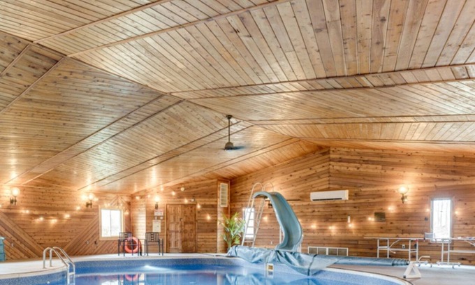 Bridgman House | Epic Indoor Pool w/slide & hot tub close to beach