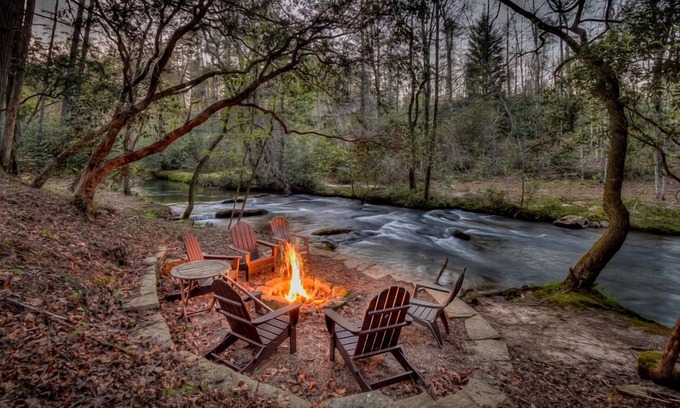 Cashes Valley Cabin | Escape to Water Dance - Riverfront Fire Pit | Hot Tub | Foosball