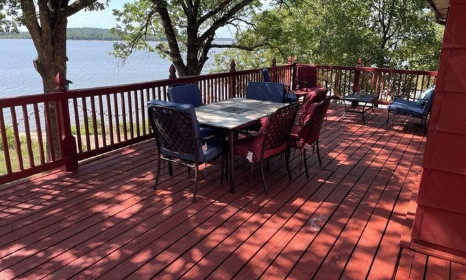 Checotah House | Eufaula Lake front access w/wraparound deck and spectacular views! Pet friendly!