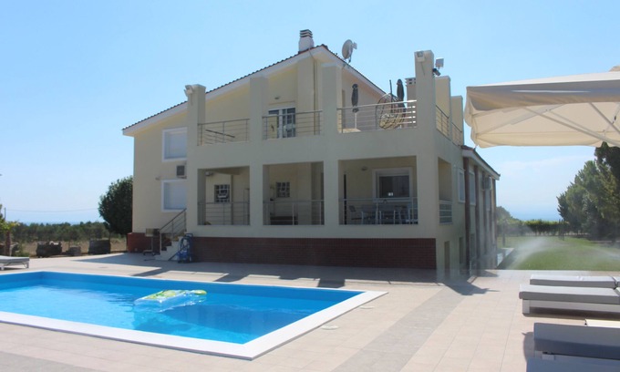 Thermaikos Villa | Exclusive villa, swimming pool, 1500 m to the sea, views of the Aegean + Mount Olympus