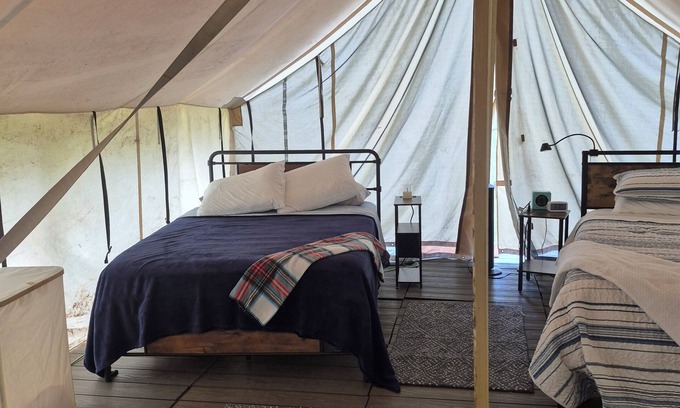 Douglas County RV Rental | Family Glamping Tent in Relaxing Campground in West Omaha