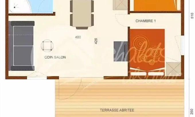 Leval Ski Chalet | Flower Camping du Lac de la Seigneurie * - Chalet Savania PREMIUM46 34 m2 (2 bedrooms) + covered terrace of 13 m2 + TV + reversible air conditioning 6 people