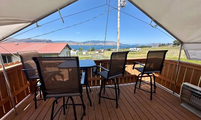Big Arm RV Rental | GlampCamp - Luxury Wall Tent & Bathhouse