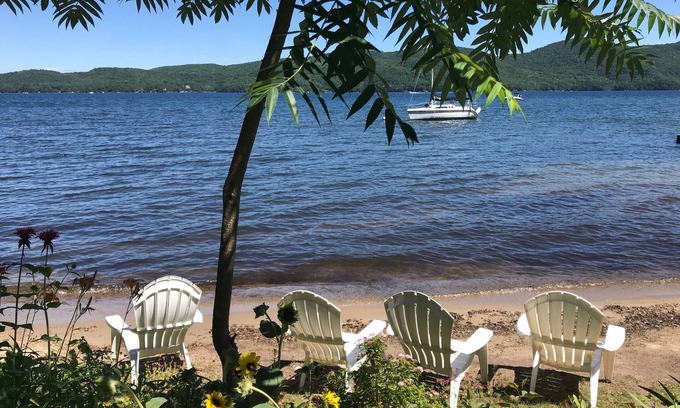 North Lake George House | Great swimming beach! Private 384' Sandy Shoreline,Dock,4bdr cottage on 4.8acres