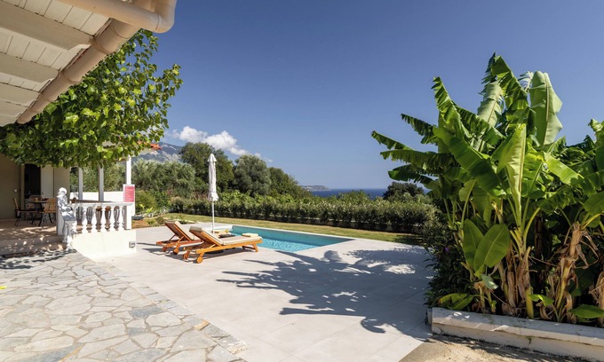 Spartia Villa | Green retreat ,family friendly , sea view, privacy, picturesque village