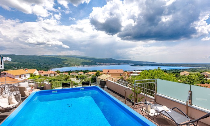 Kornic Villa | Heated roof pool with sea view, jacuzzi, sauna, fitness, children's playground, diving