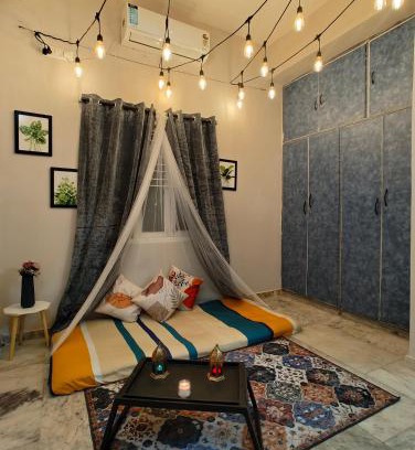 Banjara Hills Apartment | Hidden Gem - Fully Furnished 1BHK with Café Lights & Canopy, AC & Fast Wifi