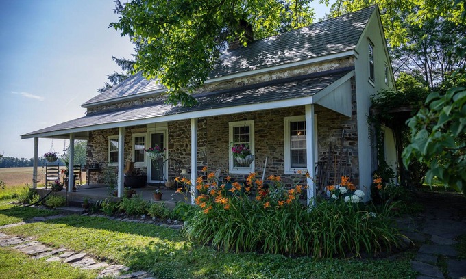 Baptistown House | Historic Stone Farmhouse w/Pool and Wood-Fired Hot Tub on 13-acre Property