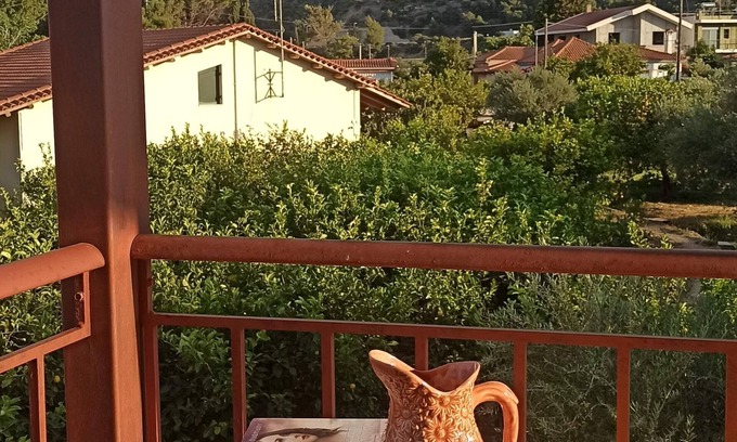 Paralia Porovitsis House | Holiday two-floor 133 square meters house with large garden and lemon trees.