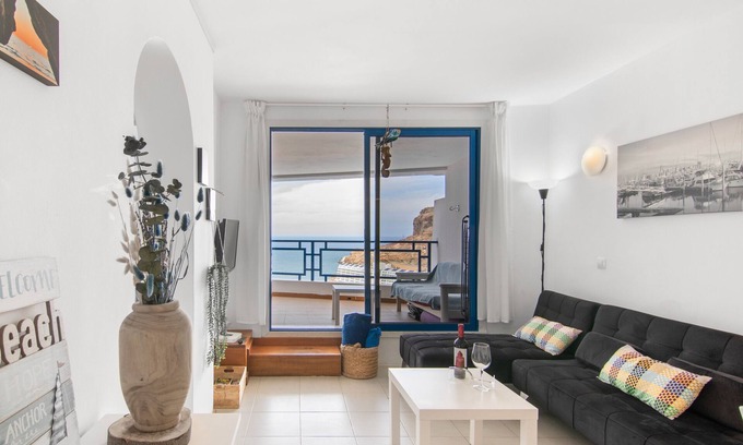 Taurito Apartment | Holidays 'Stunning Sunset Ocean View' with Sea Views, Shared Pool and Wi-Fi