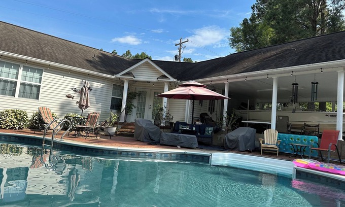 Aiken House | Horse country in a beautiful, cozy, pool house. You will love your stay.