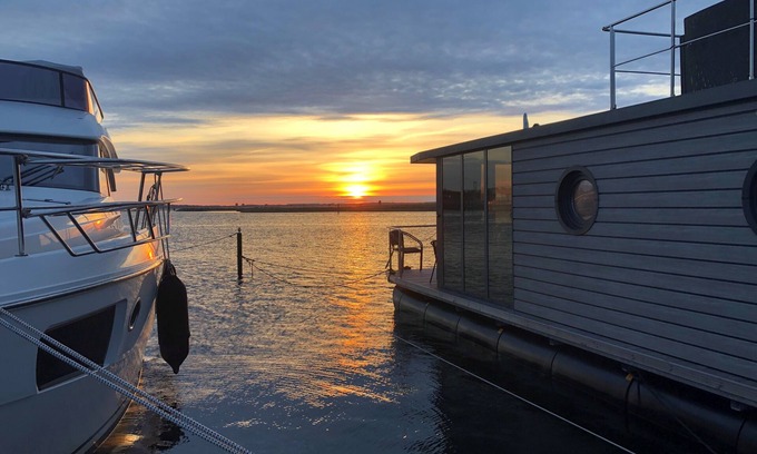 Wendtorf Boat Rental | Houseboat Fjord Luna with bio-sauna and roof terrace in Wendtorf