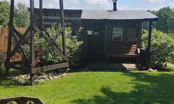 Frontier Cabin | Hunting Cabin Rustic Handcrafted primitive sits in our unique rustic Cowboy Town