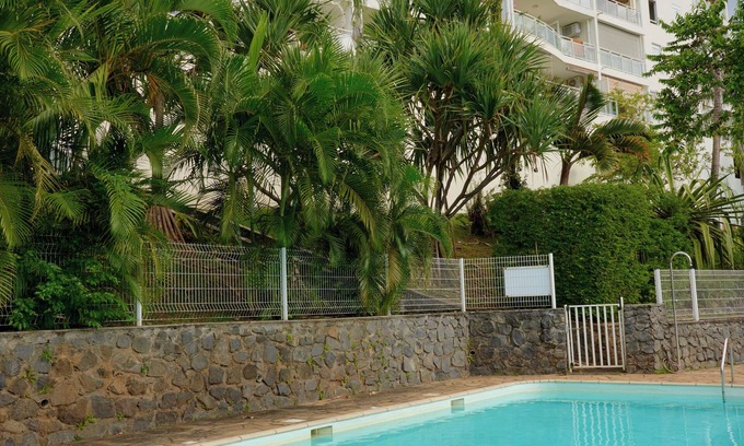 Saint-Denis Apartment | L'horizon bleu : Sea view, air-conditioning, swimming pool, near airport and hospital for 4 people