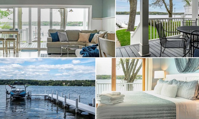 Delavan Lake House | Lakefront | Private Dock | Pet Friendly | Fire Pit