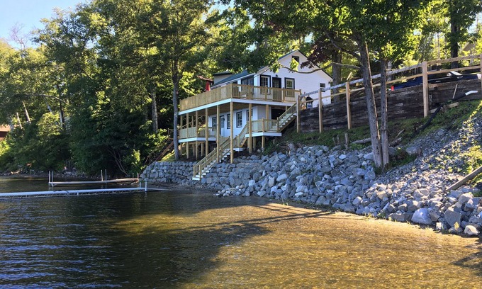 Brighton Cottage | Lakeside cottage gorgeous lake/mountain views. Cable/WIFI, large decks, 30' dock
