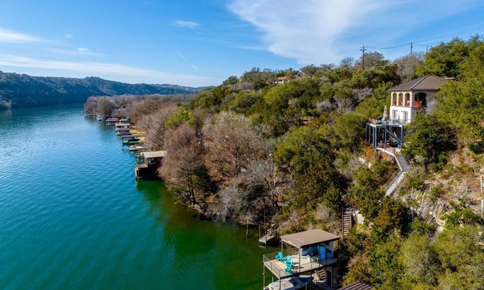 Oak Shores On Lake Austin House | Lakeside Tranquility - Scenic Views, Multiple Decks & Room for the Whole Group