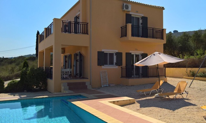 Paliki Villa | Large 4 bedroom family villa, fabulous Sea views private pool with Jacuzzi seat