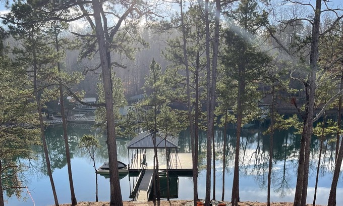 Saxony Forest House | Large 5BR home on quiet cove. Pets welcome. Private dock. 3 fireplaces, firepit.