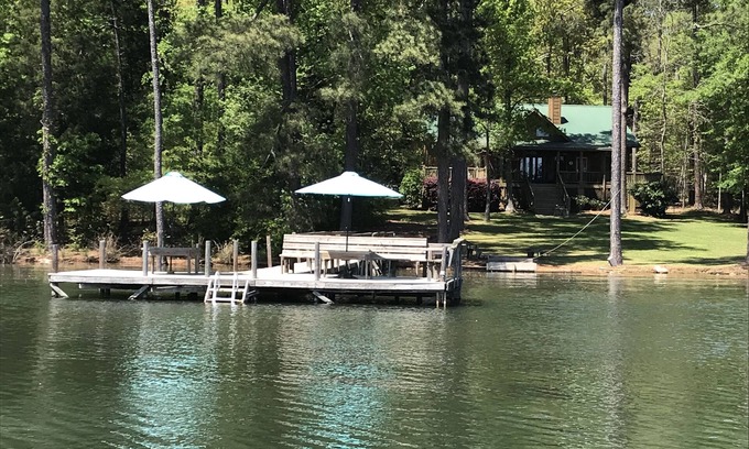 Gilbert House | Large Log Cottage: Green Grass, Blue Skies, Lake Living