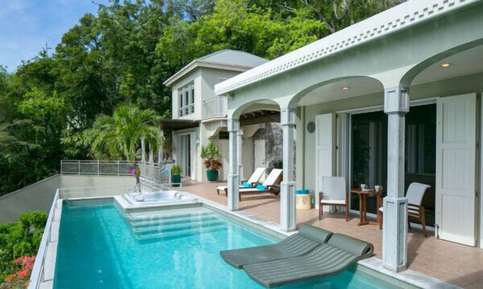 Rendezvous & Ditleff Villa | Latitude 15A: Walk to Klein Bay! Pool & Hot Tub!