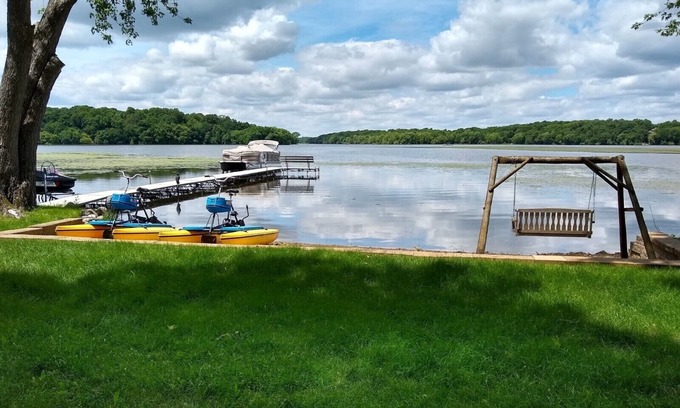 Webster House | Log Home on Circle Lake - Now with Pickleball Court!