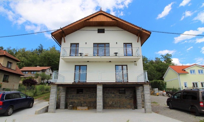 Zupanovice Apartment | Lovely apartment for 5 people with WIFI, pool, TV, patio, pets allowed and parking