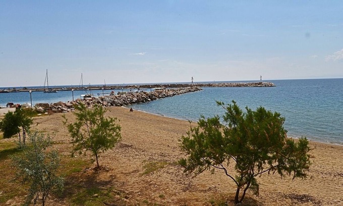 Skala Kallirachis Villa | Lovely Thassian Villa with large green Garden, beautiful Sea Views, only 20 m from a Sandy Beach!